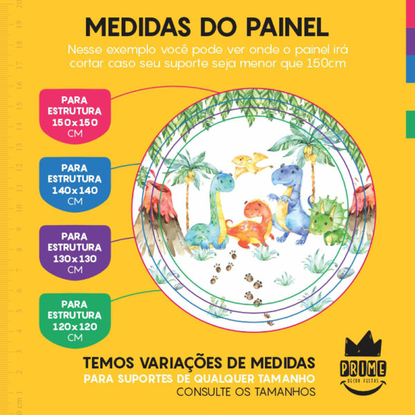 Painel Redondo 3D Dino Baby Tecido Sublimado - Image 4