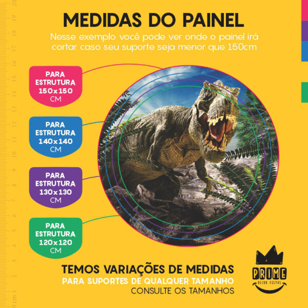 Painel Redondo 3D Dinossauro Tecido Sublimado - Image 4