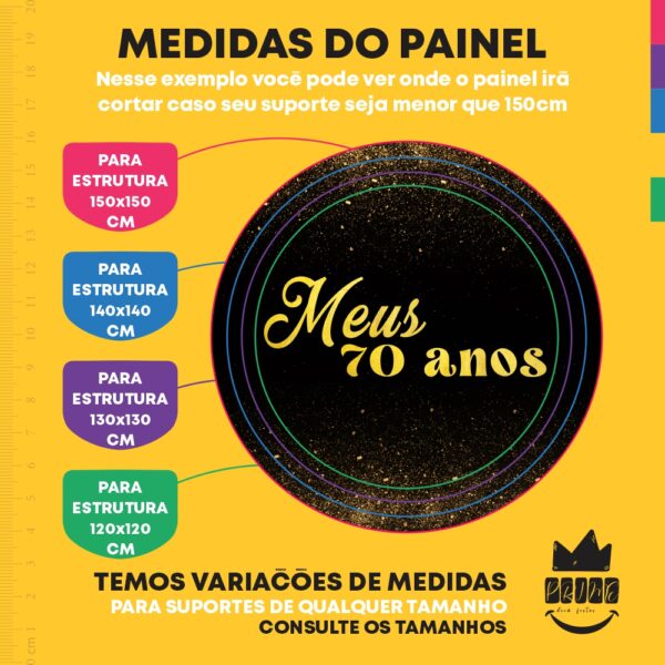 Painel Redondo 3D Meus 70 Anos Tecido Sublimado - Image 4