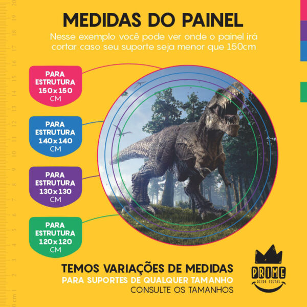 Painel Redondo 3D Dinossauro Tecido Sublimado - Image 4