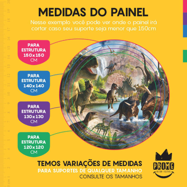 Painel Redondo 3D Dinossauro Tecido Sublimado - Image 4