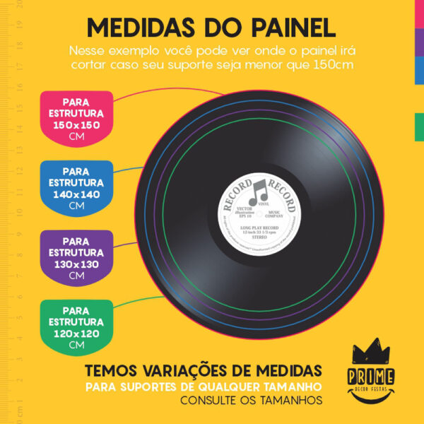Painel Redondo 3D Disco Vinil  Tecido Sublimado - Image 4