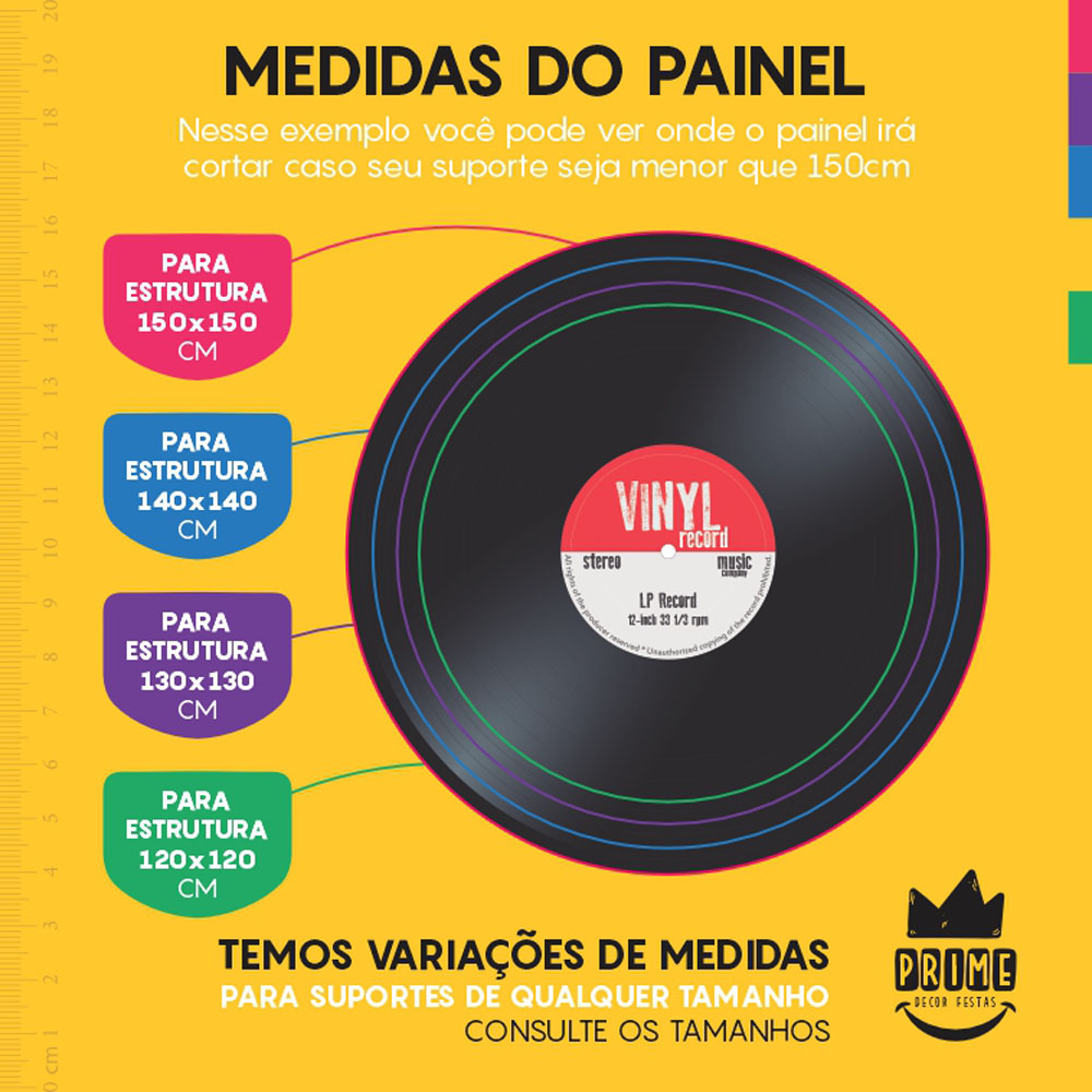 Painel Redondo 3D Disco Vinil Tecido Sublimado - Imagem 4