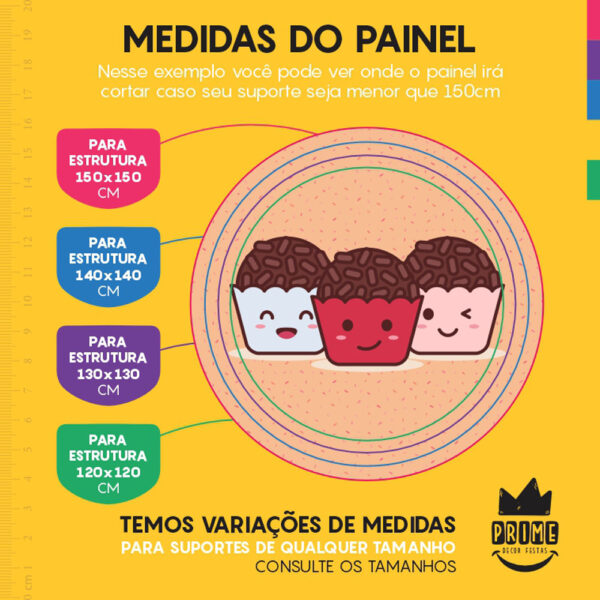 Painel Redondo 3D Doces Brigadeiro Tecido Sublimado - Image 4