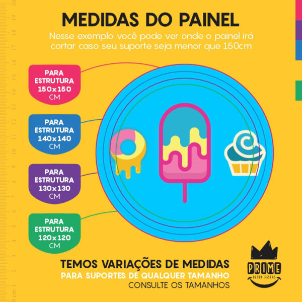 Painel Redondo 3D Doces Tecido Sublimado - Image 4