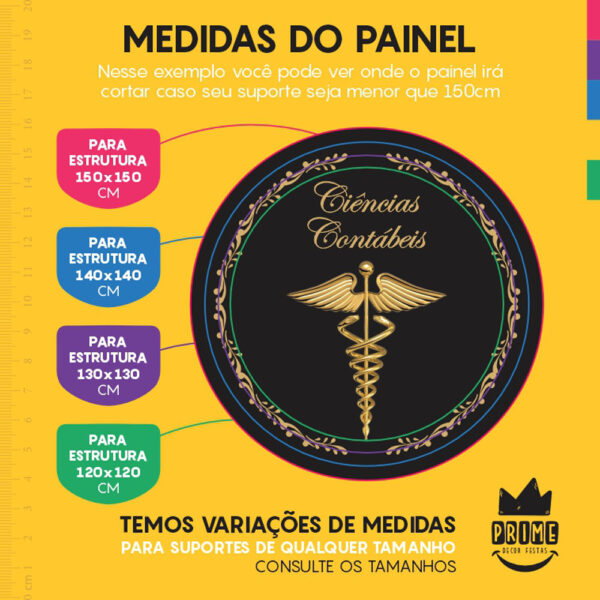 Painel Redondo 3D Faculdade Contábeis Tecido Sublimado - Image 4