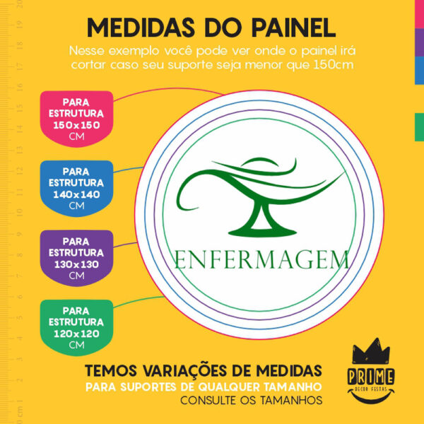 Painel Redondo 3D Faculdade Enfermagem Tecido Sublimado - Image 4
