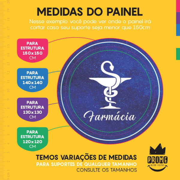 Painel Redondo 3D Faculdade Farmácia Tecido Sublimado - Image 4