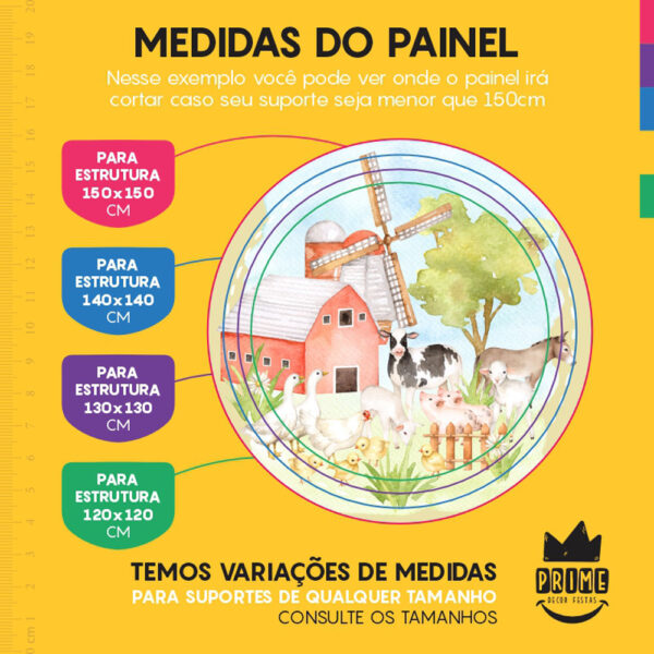 Painel Redondo 3D Fazendinha Tecido Sublimado - Image 4