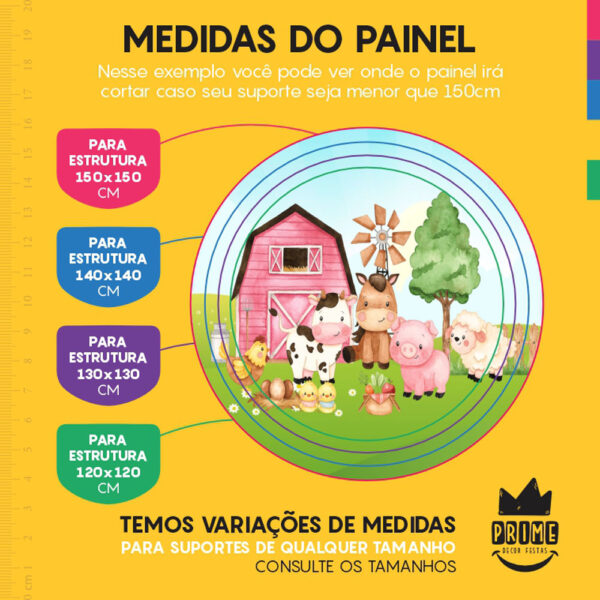 Painel Redondo 3D Fazendinha Tecido Sublimado - Image 4