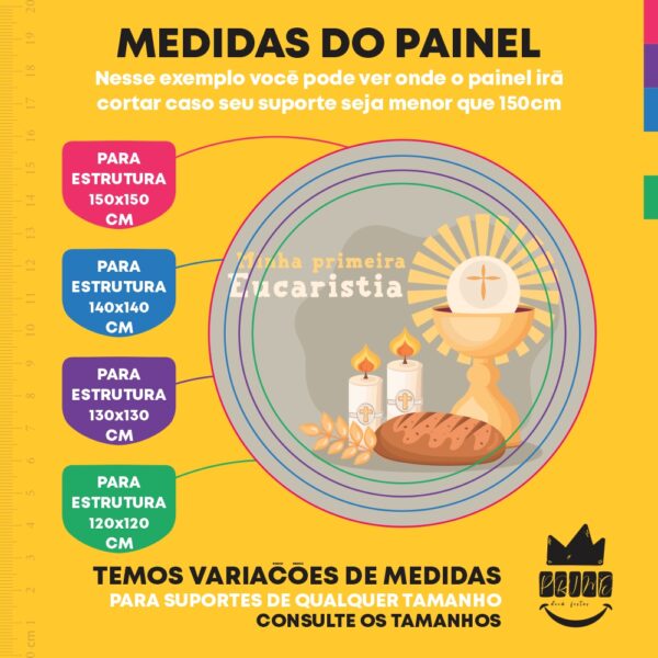 Painel Redondo 3D Minha Primeira Eucaristia Tecido Sublimado - Image 4