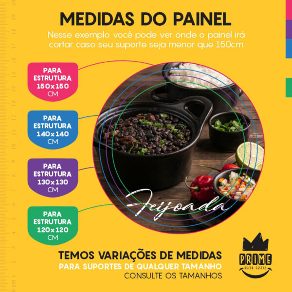 Painel Redondo 3D Feijoada Tecido Sublimado - Image 4