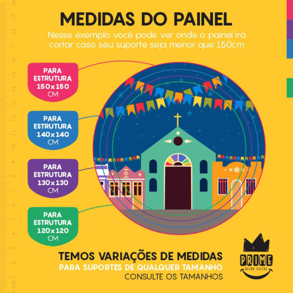 Painel Redondo 3D Festa Junina Tecido Sublimado - Image 4
