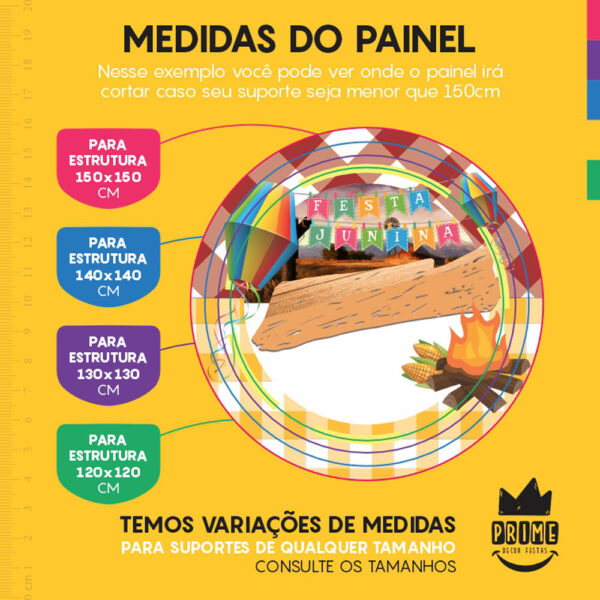 Painel Redondo 3D Festa Junina Tecido Sublimado - Image 4