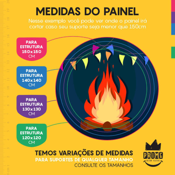 Painel Redondo 3D Festa Junina Fogueira Tecido Sublimado - Image 4