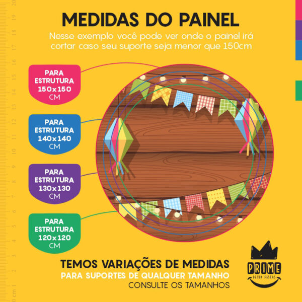 Painel Redondo 3D Festa Junina Tecido Sublimado - Image 4