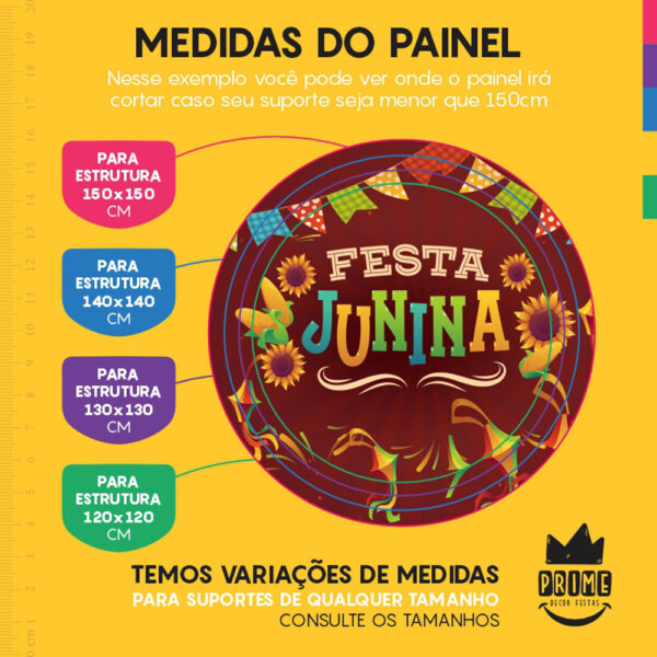 Painel Redondo 3D Festa Junina Tecido Sublimado - Image 4