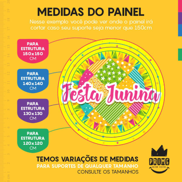 Painel Redondo 3D Festa Junina Amarelo Tecido Sublimado - Image 4