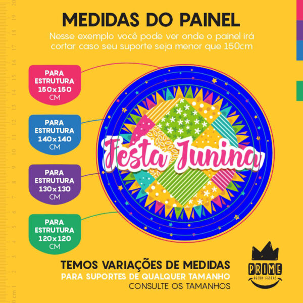 Painel Redondo 3D Festa Junina Azul Tecido Sublimado - Image 4