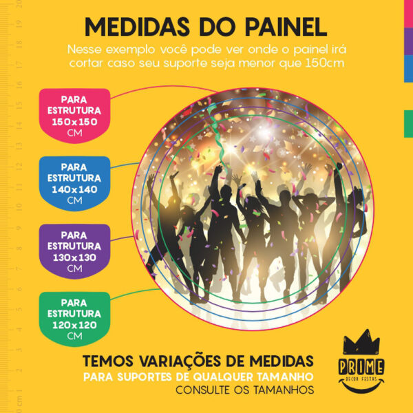 Painel Redondo 3D Festa Neon Tecido Sublimado - Image 4