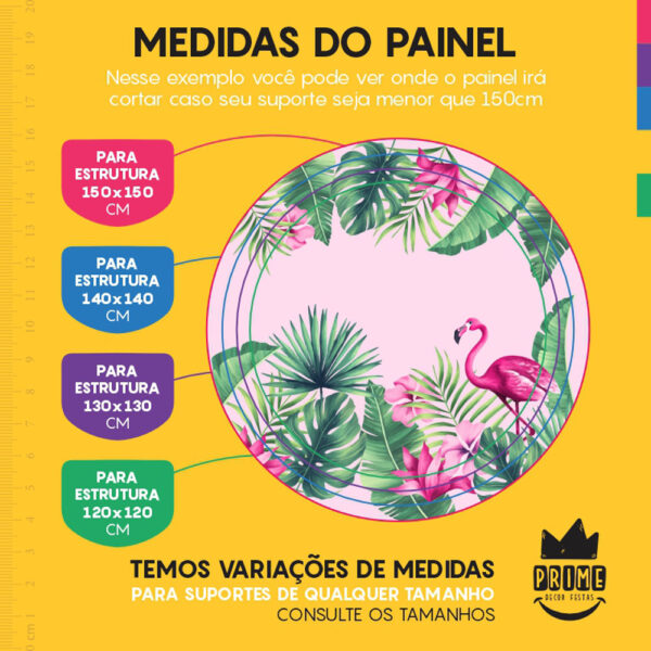 Painel Redondo 3D Flamingo Tecido Sublimado - Image 4