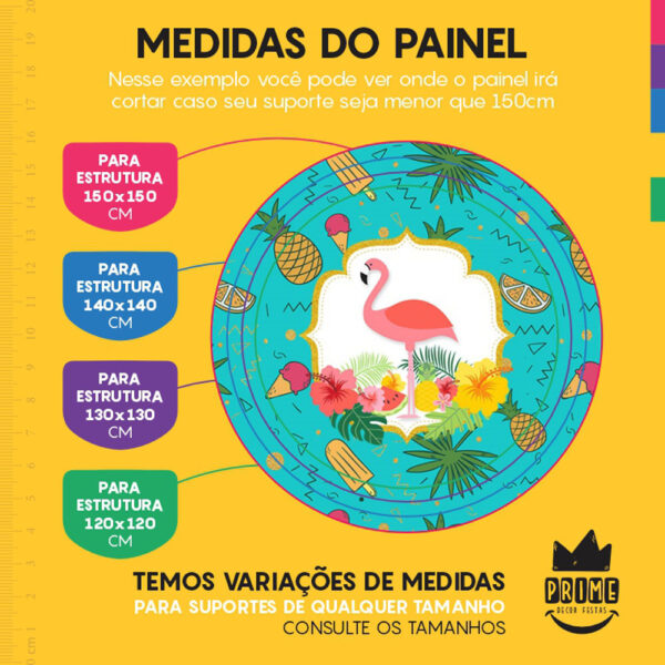 Painel Redondo 3D Flamingo Tecido Sublimado - Image 4