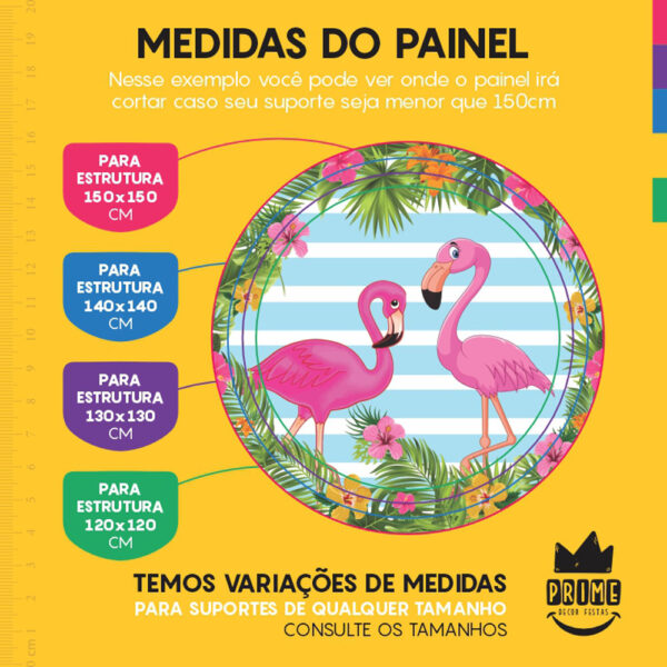 Painel Redondo 3D Flamingo Tecido Sublimado - Image 4