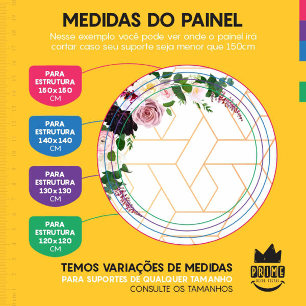 Painel Redondo 3D Floral Tecido Sublimado - Image 4