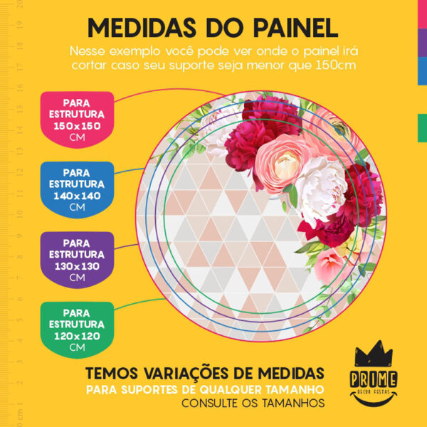 Painel Redondo 3D Floral Tecido Sublimado - Image 4