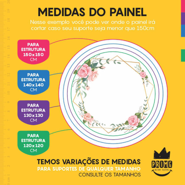 Painel Redondo 3D Floral Branco Tecido Sublimado - Image 4