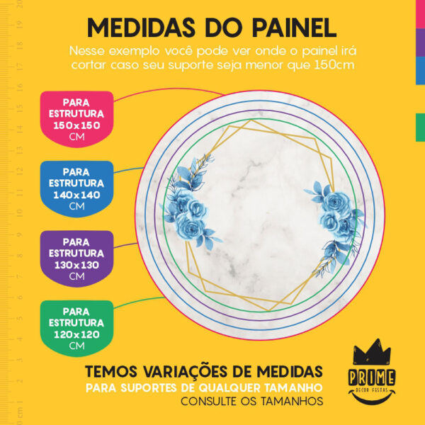 Painel Redondo 3D Floral Tecido Sublimado - Image 4