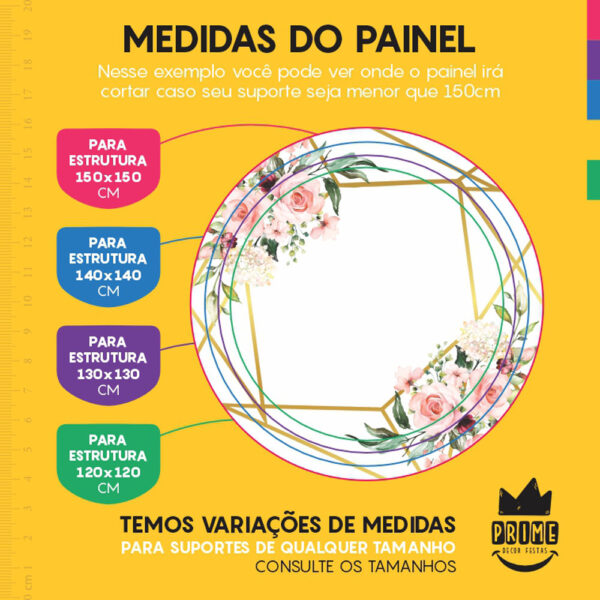 Painel Redondo 3D Floral Tecido Sublimado - Image 4