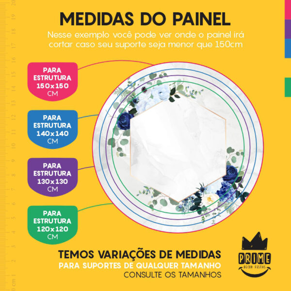 Painel Redondo 3D Floral Tecido Sublimado - Image 4