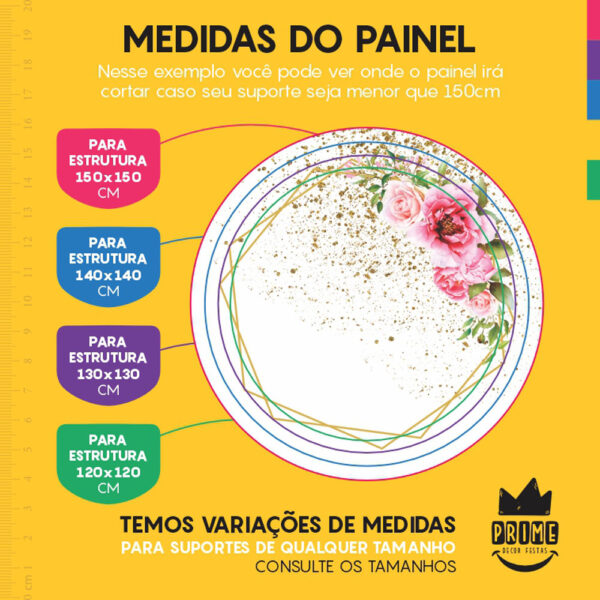 Painel Redondo 3D Floral Tecido Sublimado - Image 4