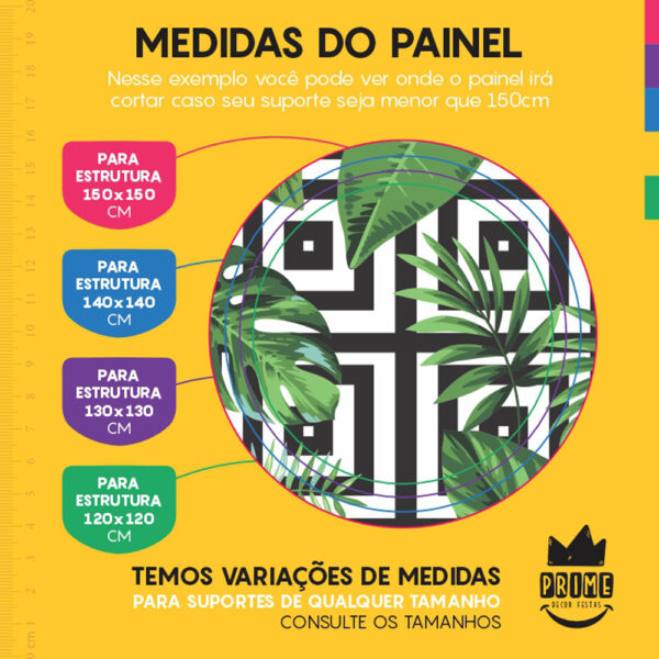 Painel Redondo 3D Floral Folhas Tecido Sublimado - Image 4