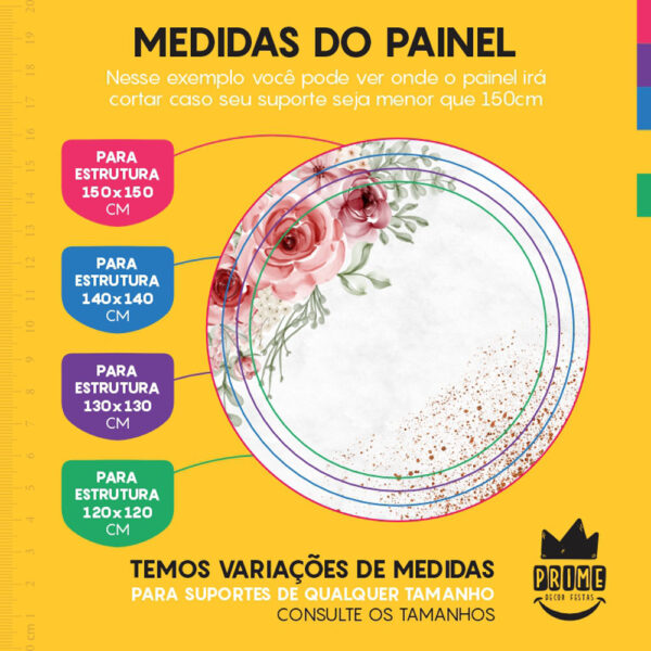 Painel Redondo 3D Floral Tecido Sublimado - Image 4