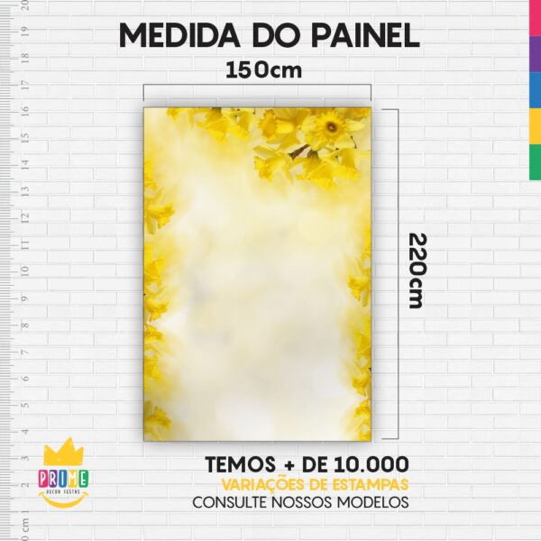 Painel de Festa Retangular 3D Floral Amarelo Casadinho 1,50m x 2,20m - Image 3