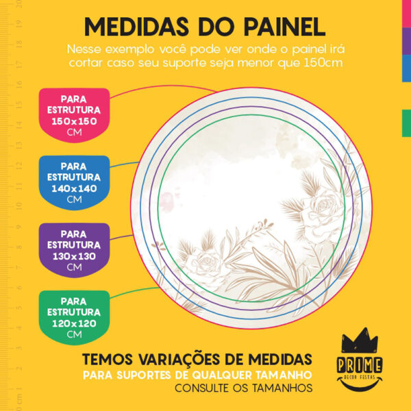 Painel Redondo 3D Floral Tecido Sublimado - Image 4