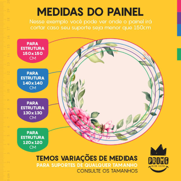 Painel Redondo 3D Floral Tecido Sublimado - Image 4