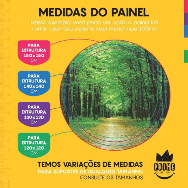 Painel Redondo 3D Floresta Verde Tecido Sublimado - Image 4