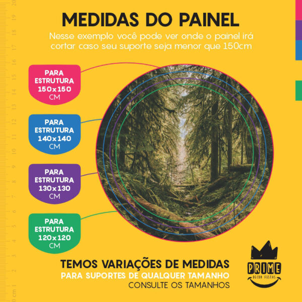 Painel Redondo 3D Floresta Tecido Sublimado - Image 4