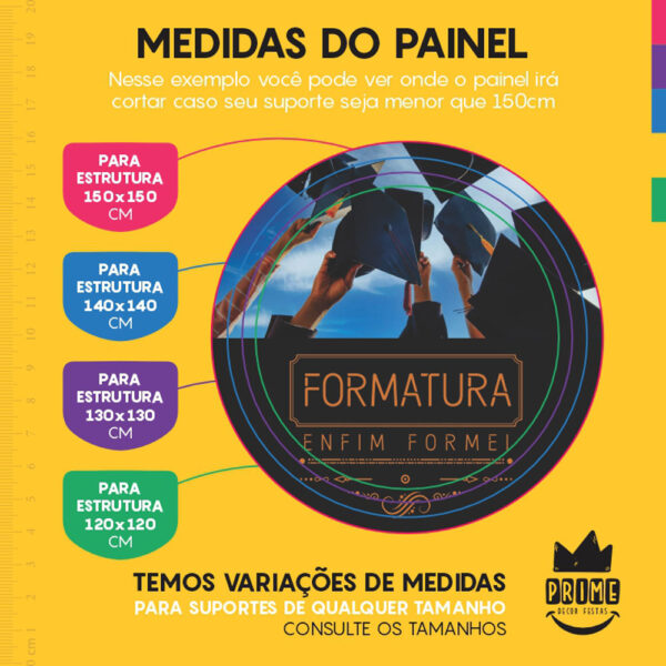 Painel Redondo 3D Formatura Enfim Formei Tecido Sublimado - Image 4