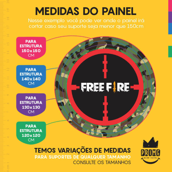 Painel Redondo 3D Free Fire Tecido Sublimado - Image 4