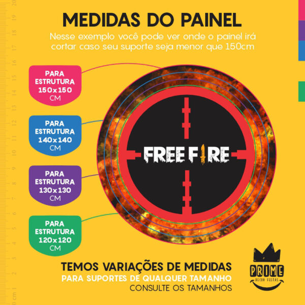 Painel Redondo 3D Free Fire Tecido Sublimado - Image 4