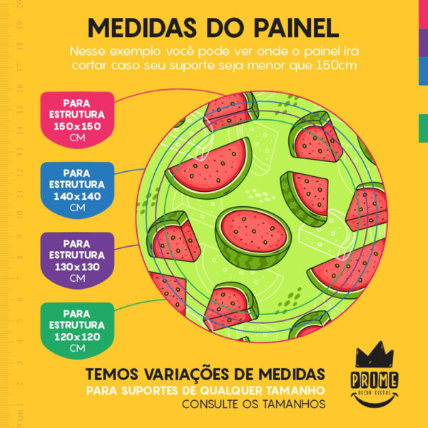 Painel Redondo 3D Frutas Melancia Tecido Sublimado - Image 4