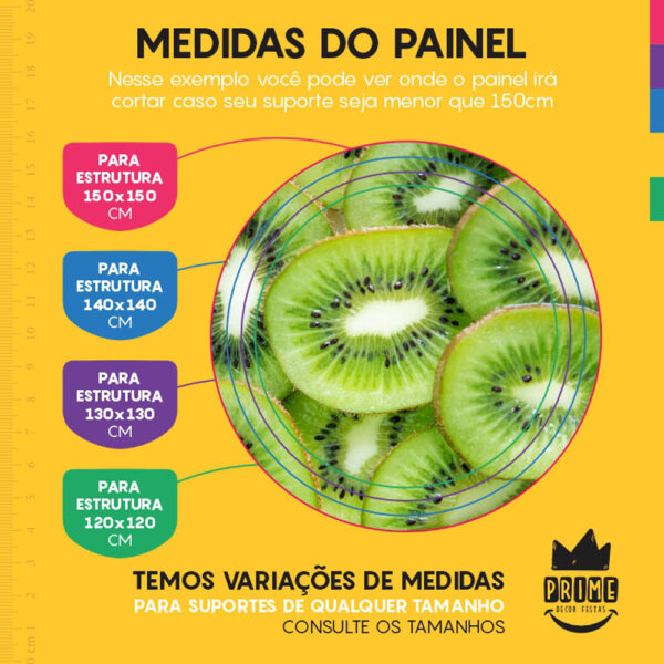Painel Redondo 3D Frutas Kiwi Tecido Sublimado - Image 4