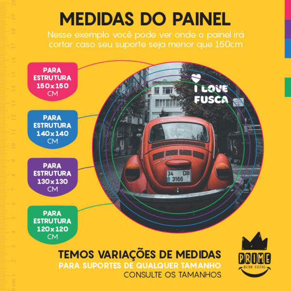 Painel Redondo 3D Fusca Tecido Sublimado - Image 4
