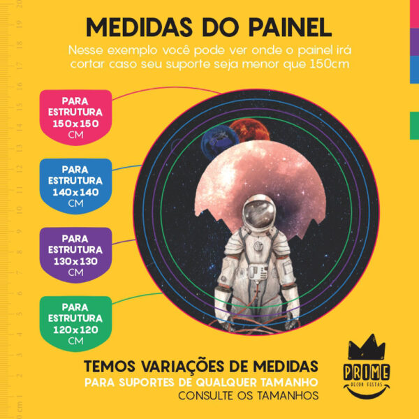Painel Redondo 3D Galáxia Astronauta Tecido Sublimado - Image 4