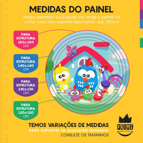 Painel Redondo 3D Galinha Pintadinha Tecido Sublimado - Image 4