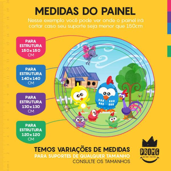 Painel Redondo 3D Galinha Pintadinha Tecido Sublimado - Image 4